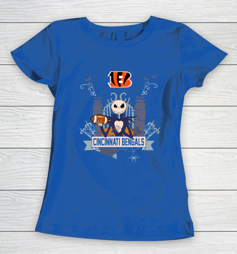NFL Cincinnati Bengals Football Jack Skellington Halloween Women's T-Shirt 8