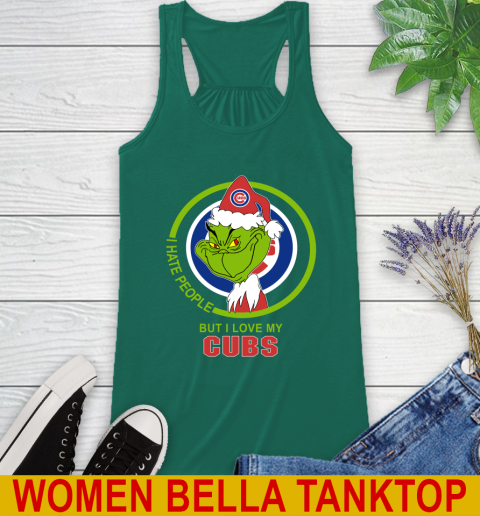 Chicago Cubs MLB Christmas Grinch I Hate People But I Love My Favorite Baseball Team Racerback Tank 7