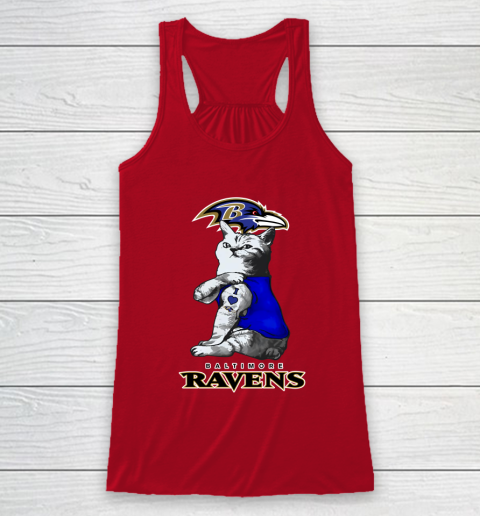 NFL Football My Cat Loves Baltimore Ravens Racerback Tank 4