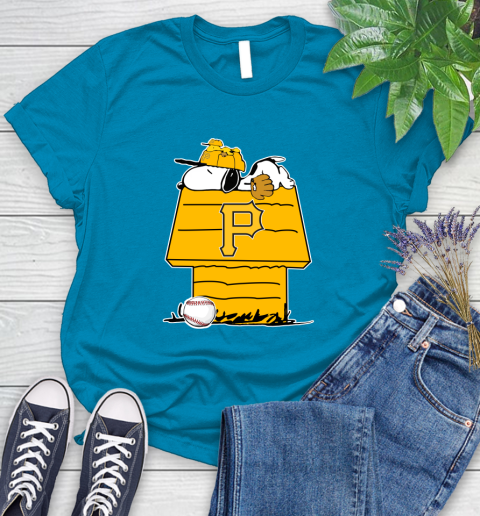 MLB Pittsburgh Pirates Snoopy Woodstock The Peanuts Movie Baseball T Shirt Women's T-Shirt 7