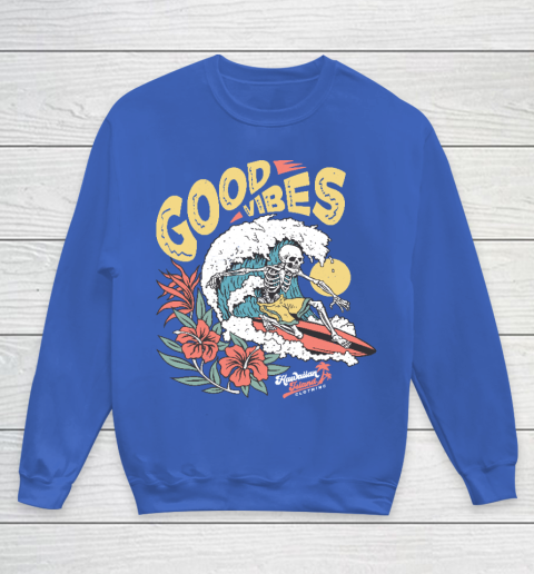 Good Vibes Skeleton Surfer Youth Sweatshirt 6