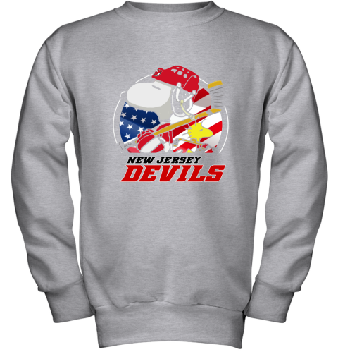 New Jersey Devils Ice Hockey Snoopy And Woodstock NHL Youth Sweatshirt