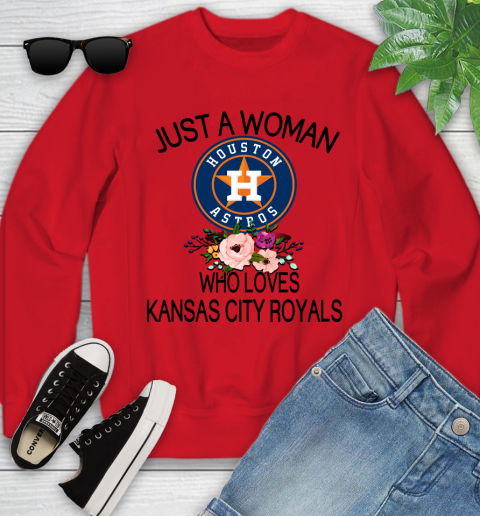 MLB Just A Woman Who Loves Kansas City Royals Baseball Sports Youth Sweatshirt 5