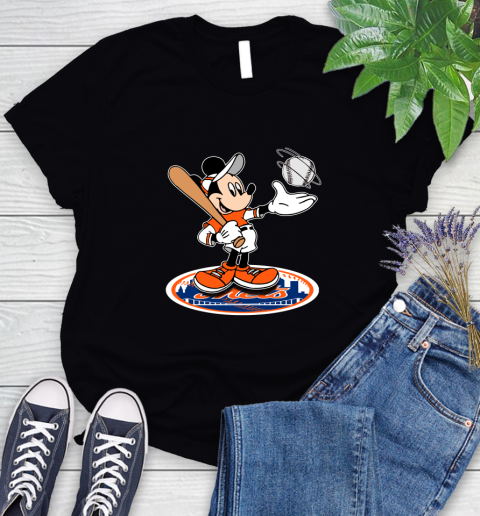 MLB Baseball New York Mets Cheerful Mickey Disney Shirt Women's T-Shirt