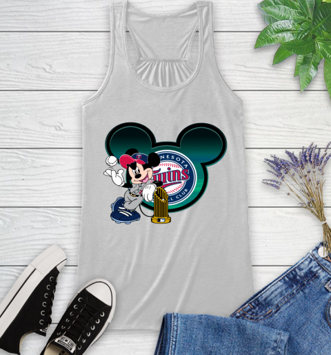 MLB Minnesota Twins The Commissioner's Trophy Mickey Mouse Disney Racerback Tank
