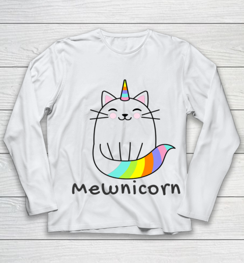 Mewnicorn cute clever design funny unicorn cat boy girl Youth Long Sleeve