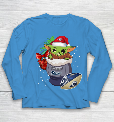 Los Angeles Rams Christmas Baby Yoda Star Wars Funny Happy NFL Youth Long Sleeve 7