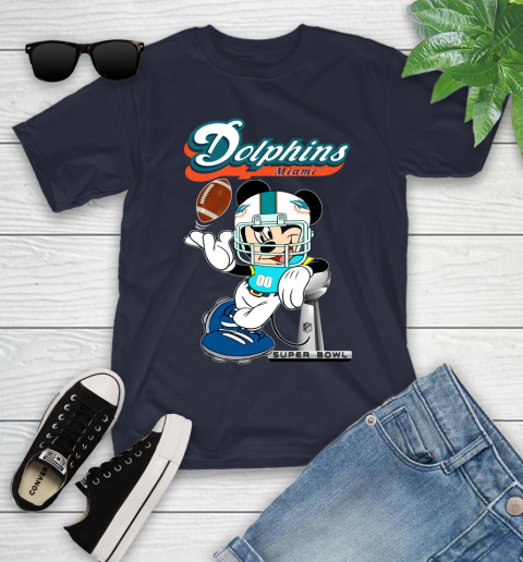NFL Miami Dolphins Mickey Mouse Disney Super Bowl Football T Shirt Youth T-Shirt 3