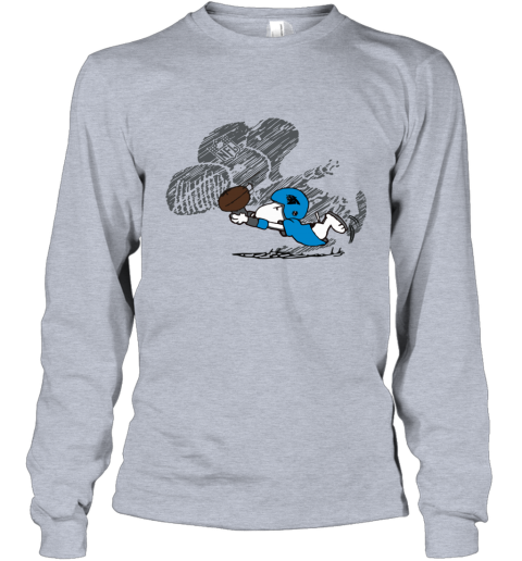 tf3e carolina panthers snoopy plays the football game long sleeve tee 14 front sport grey