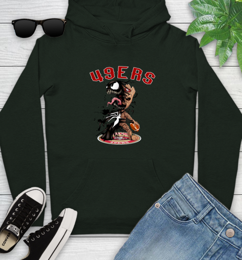 NFL San Francisco 49ers Football Venom Groot Guardians Of The Galaxy Youth Hoodie 13