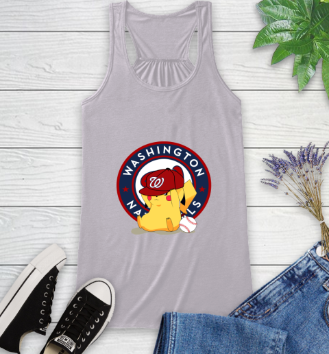 MLB Pikachu Baseball Sports Washington Nationals Racerback Tank 5