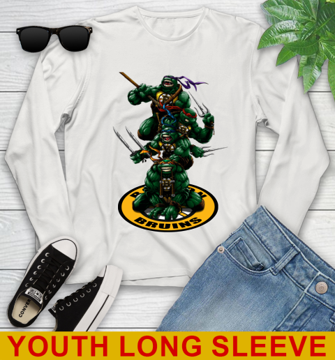 NHL Hockey Boston Bruins Teenage Mutant Ninja Turtles Shirt Youth Long Sleeve 12
