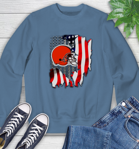 Cleveland Browns NFL Football American Flag Sweatshirt 8