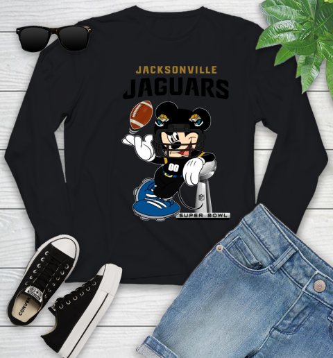NFL Jacksonville Jaguars Mickey Mouse Disney Super Bowl Football T Shirt Youth Long Sleeve 2