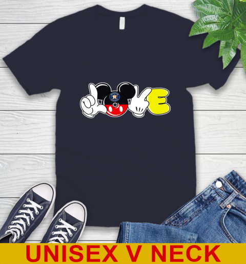 Houston Astros MLB Baseball Love Mickey Disney Sports V-Neck T-Shirt 3