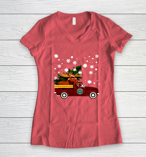 New York Jets Bring Christmas Home NFL Women's V-Neck T-Shirt 4