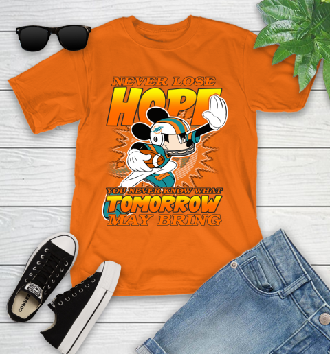 Miami Dolphins NFL Football Mickey Disney Never Lose Hope Youth T-Shirt 9