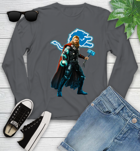NFL Thor Avengers Endgame Football Detroit Lions Youth Long Sleeve 8