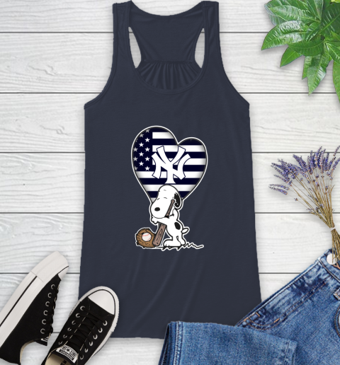 New York Yankees MLB Baseball The Peanuts Movie Adorable Snoopy Racerback Tank - Image 13