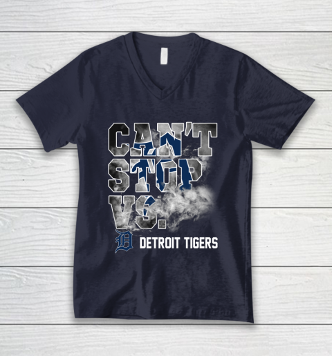 MLB Detroit Tigers Baseball Can't Stop Vs Detroit Tigers V-Neck T-Shirt 2