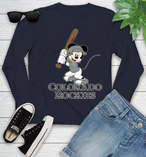 MLB Baseball Colorado Rockies Cheerful Mickey Mouse Shirt Youth Long Sleeve 3