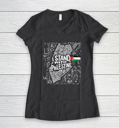 I Stand With Palestine Quote Free Palestine Women's V-Neck T-Shirt 4