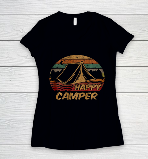 Camping Gifts Happy Camper Campsite Scout Lovers Camp Women's V-Neck T-Shirt