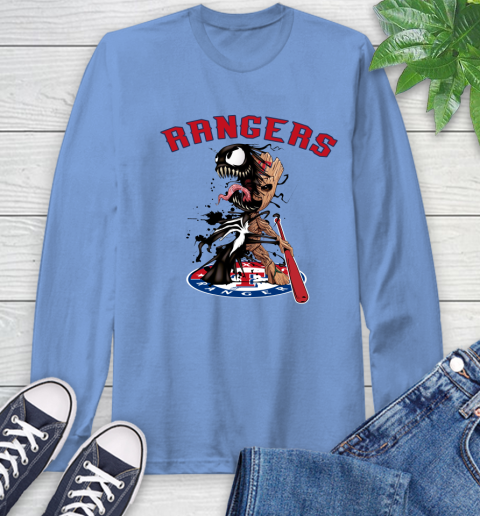 MLB Texas Rangers Baseball Venom Groot Guardians Of The Galaxy Long Sleeve T-Shirt 11