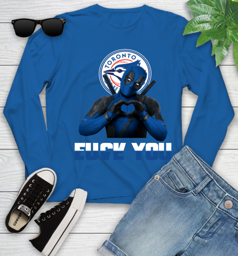 MLB Toronto Blue Jays Deadpool Love You Fuck You Baseball Sports Youth Long Sleeve 10