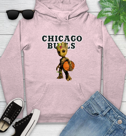 Chicago Bulls NBA Basketball Groot Marvel Guardians Of The Galaxy Youth Hoodie 10