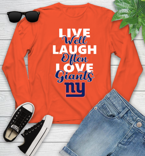 NFL Football New York Giants Live Well Laugh Often Love Shirt Youth Long Sleeve 3
