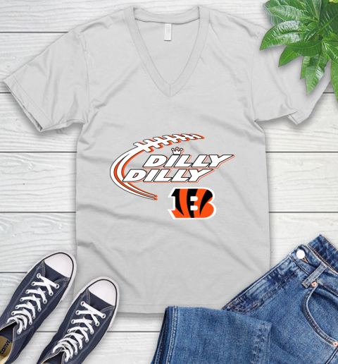 NFL Cincinnati Bengals Dilly Dilly Football Sports V-Neck T-Shirt