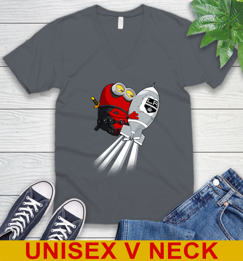 NHL Hockey Los Angeles Kings Deadpool Minion Marvel Shirt V-Neck T-Shirt 4