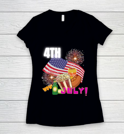 Independence Day 4th Of July Celebration Happy Women's V-Neck T-Shirt