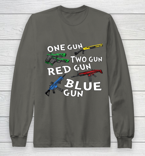 One Gun Two Gun Red Gun Blue Gun Long Sleeve T-Shirt 13