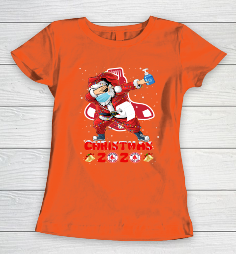 Boston Red Sox Funny Santa Claus Dabbing Christmas 2020 MLB Women's T-Shirt 3