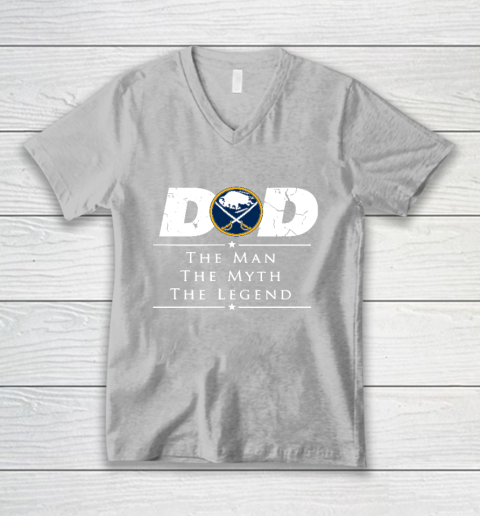 Buffalo Sabres NHL Ice Hockey Dad The Man The Myth The Legend V-Neck T-Shirt 3