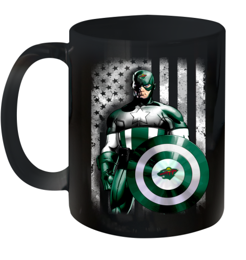 Minnesota Wild NHL Hockey Captain America Marvel Avengers American Flag Shirt Ceramic Mug 11oz