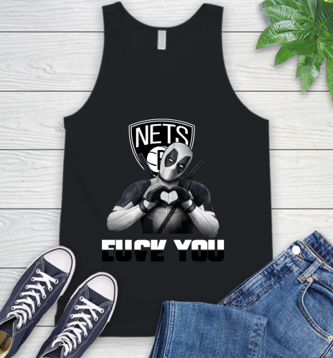 NBA Brooklyn Nets Deadpool Love You Fuck You Basketball Sports Tank Top