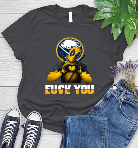 NHL Buffalo Sabres Deadpool Love You Fuck You Hockey Sports Women's T-Shirt 8