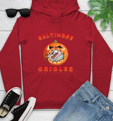 MLB Baltimore Orioles Halloween Pumpkin Baseball Sports Youth Hoodie 11