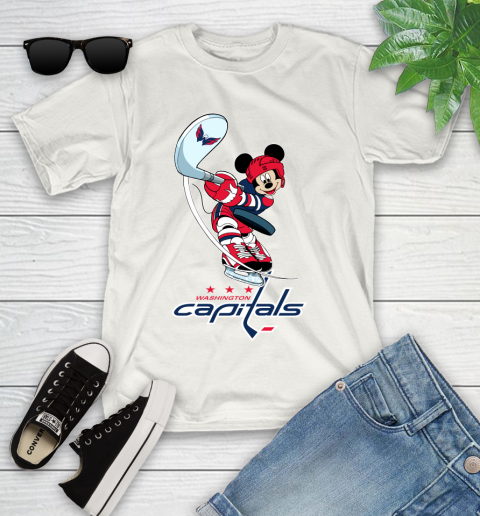 NHL Hockey Washington Capitals Cheerful Mickey Mouse Shirt Youth T-Shirt 2