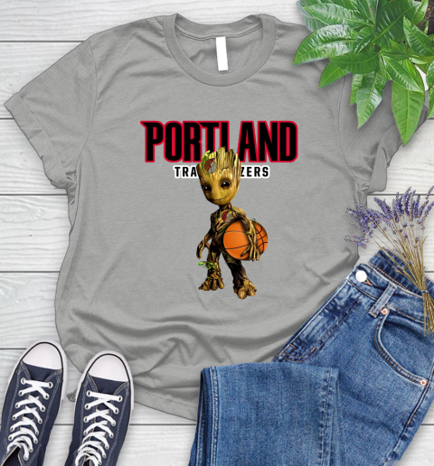 Portland Trail Blazers NBA Basketball Groot Marvel Guardians Of The Galaxy Women's T-Shirt 10