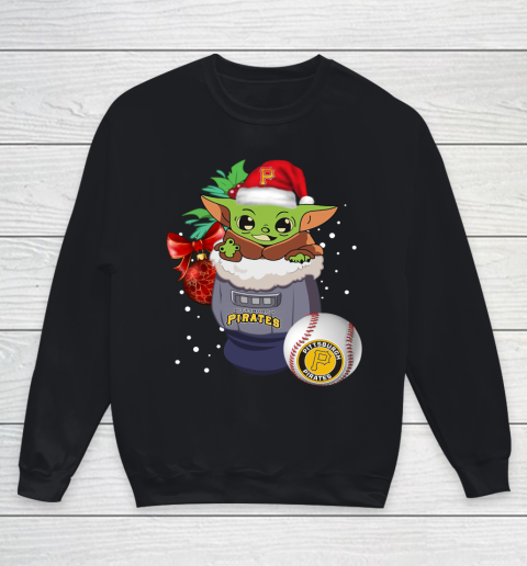 Pittsburgh Pirates Christmas Baby Yoda Star Wars Funny Happy MLB Youth Sweatshirt