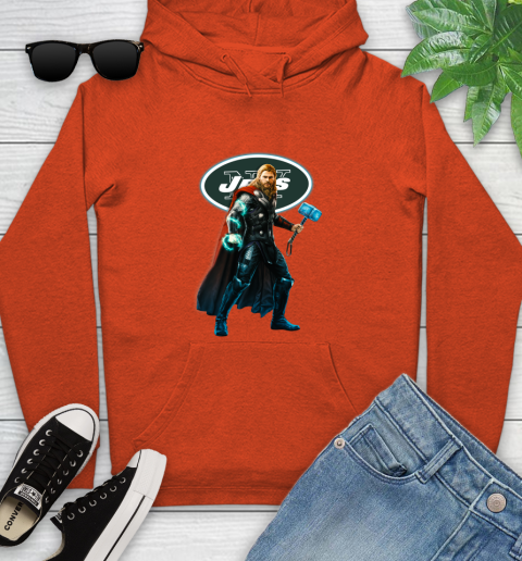 NFL Thor Avengers Endgame Football New York Jets Youth Hoodie 6 NFL Thor Avengers Endgame Football New York Jets Youth Hoodie - Image 6