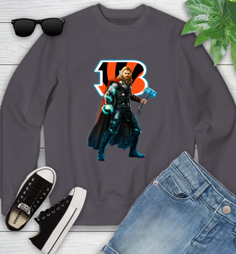 NFL Thor Avengers Endgame Football Cincinnati Bengals Youth Sweatshirt 6