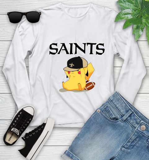 NFL Pikachu Football Sports New Orleans Saints Youth Long Sleeve