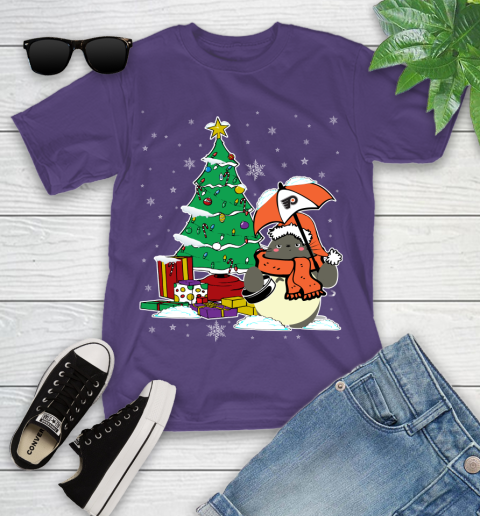 Philadelphia Flyers NHL Hockey Cute Tonari No Totoro Christmas Sports Youth T-Shirt 3