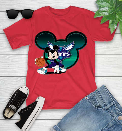 NBA Charlotte Hornets Mickey Mouse Disney Basketball Youth T-Shirt 10