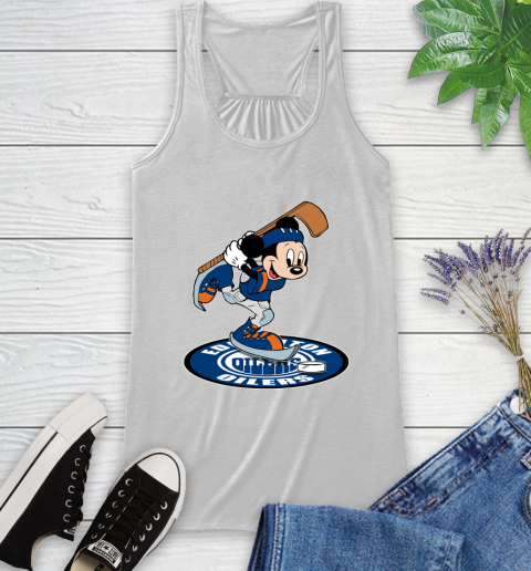 NHL Hockey Edmonton Oilers Cheerful Mickey Disney Shirt Racerback Tank 2